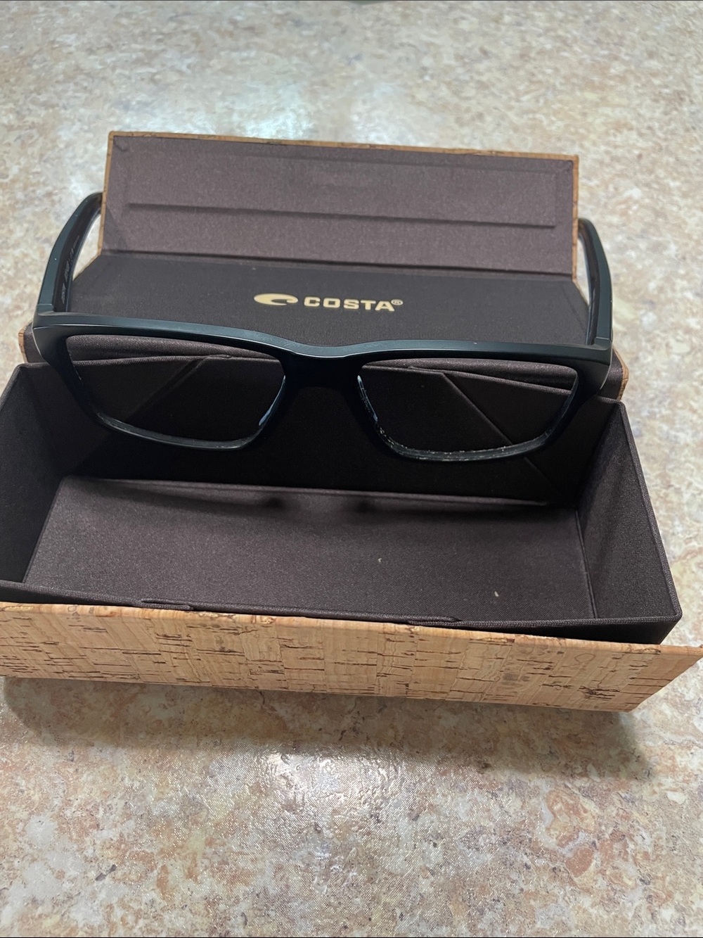Costa Men’s Black Rectangular Sunglasses with Matte Frame